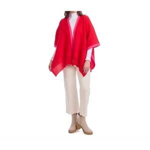 NEW MUDPIE bringham reversible poncho in red pink